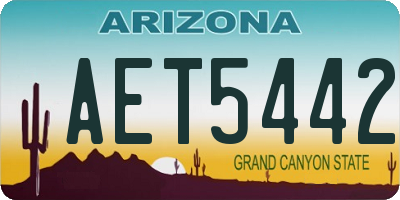 AZ license plate AET5442