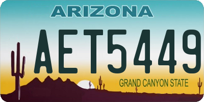 AZ license plate AET5449