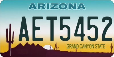 AZ license plate AET5452
