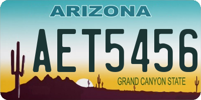 AZ license plate AET5456