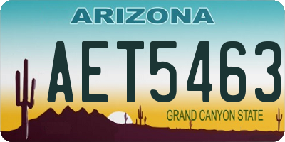 AZ license plate AET5463