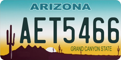 AZ license plate AET5466