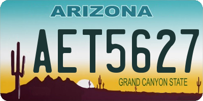 AZ license plate AET5627
