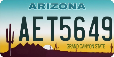 AZ license plate AET5649