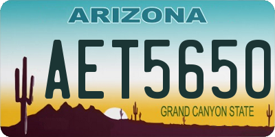 AZ license plate AET5650