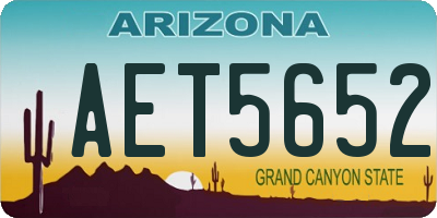 AZ license plate AET5652