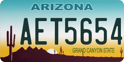 AZ license plate AET5654