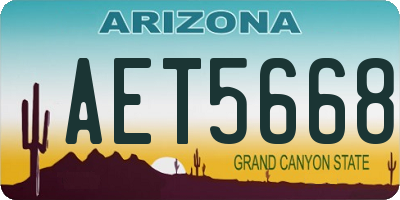 AZ license plate AET5668