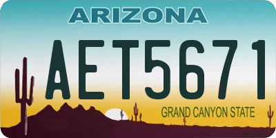 AZ license plate AET5671