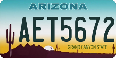 AZ license plate AET5672