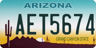 AZ license plate AET5674