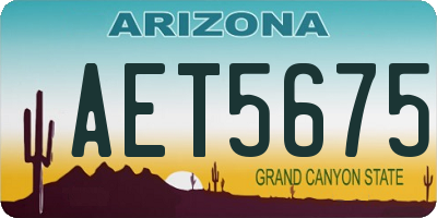 AZ license plate AET5675