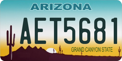 AZ license plate AET5681