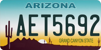 AZ license plate AET5692
