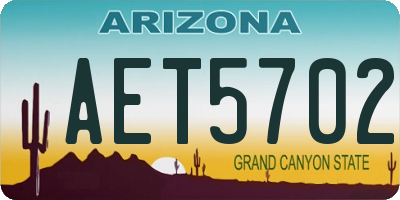 AZ license plate AET5702