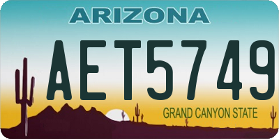 AZ license plate AET5749