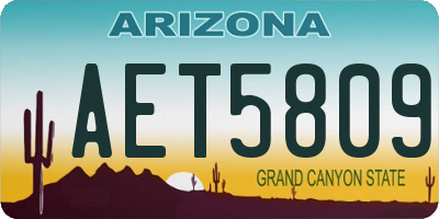 AZ license plate AET5809
