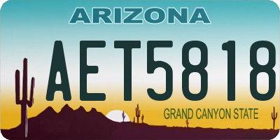 AZ license plate AET5818