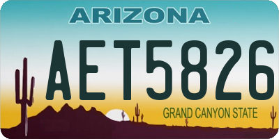 AZ license plate AET5826