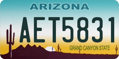 AZ license plate AET5831