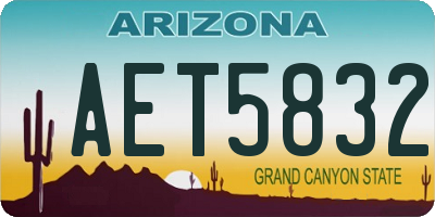 AZ license plate AET5832