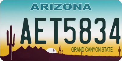 AZ license plate AET5834