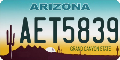 AZ license plate AET5839