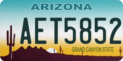 AZ license plate AET5852