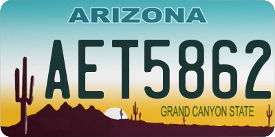AZ license plate AET5862
