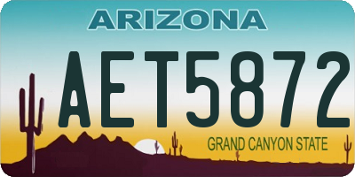 AZ license plate AET5872