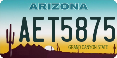 AZ license plate AET5875