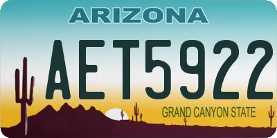 AZ license plate AET5922