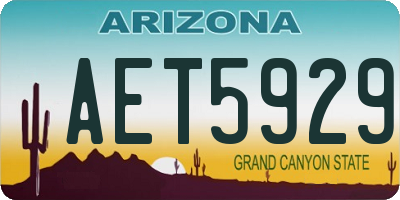 AZ license plate AET5929