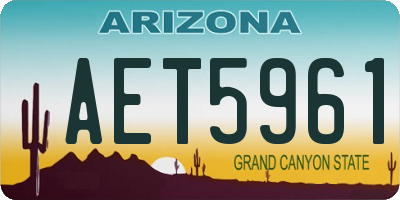 AZ license plate AET5961