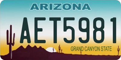 AZ license plate AET5981