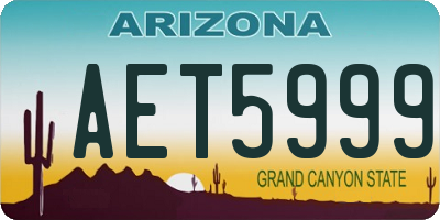 AZ license plate AET5999