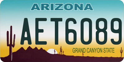 AZ license plate AET6089