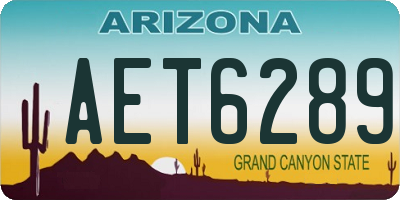 AZ license plate AET6289