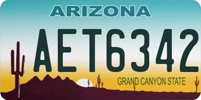 AZ license plate AET6342