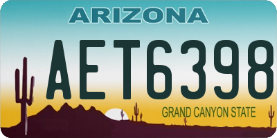 AZ license plate AET6398