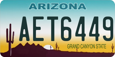 AZ license plate AET6449