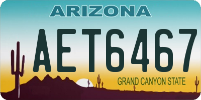 AZ license plate AET6467
