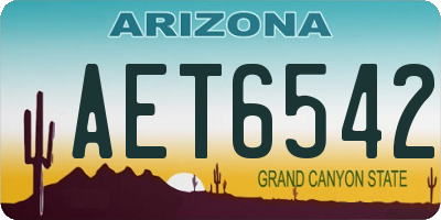 AZ license plate AET6542