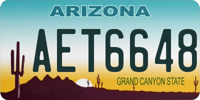 AZ license plate AET6648