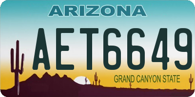 AZ license plate AET6649