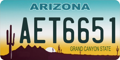 AZ license plate AET6651
