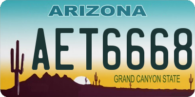 AZ license plate AET6668