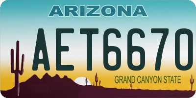 AZ license plate AET6670