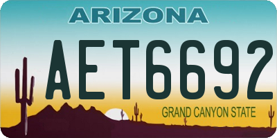 AZ license plate AET6692