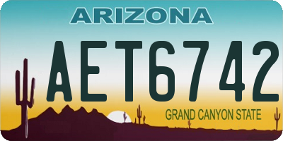 AZ license plate AET6742